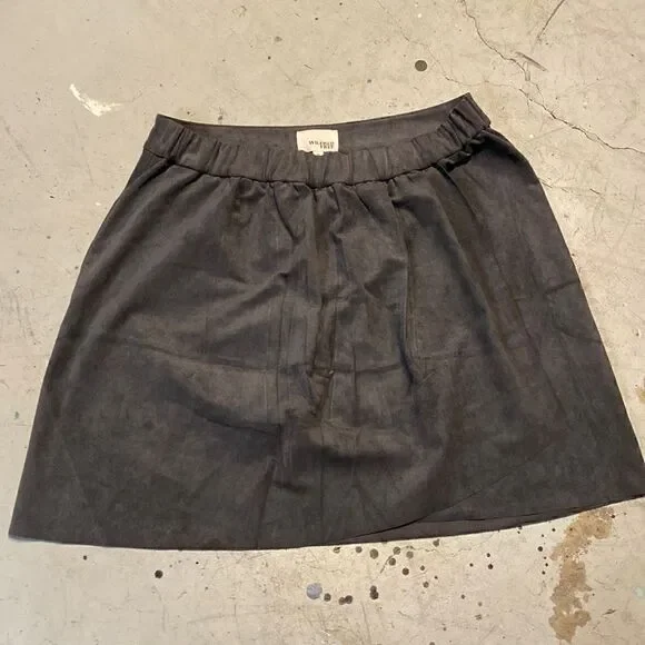 Medium Grey Aritzia Wilfred Free Nescher Faux Suede Wrap Mini Skirt - Picture 3 of 6